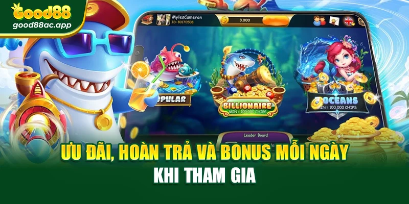 Bắn Cá Đại Dương Good88 Dễ Chơi – Chiến Thuật Chuẩn 4 Ưu đãi, hoàn trả và bonus mỗi ngày khi tham gia